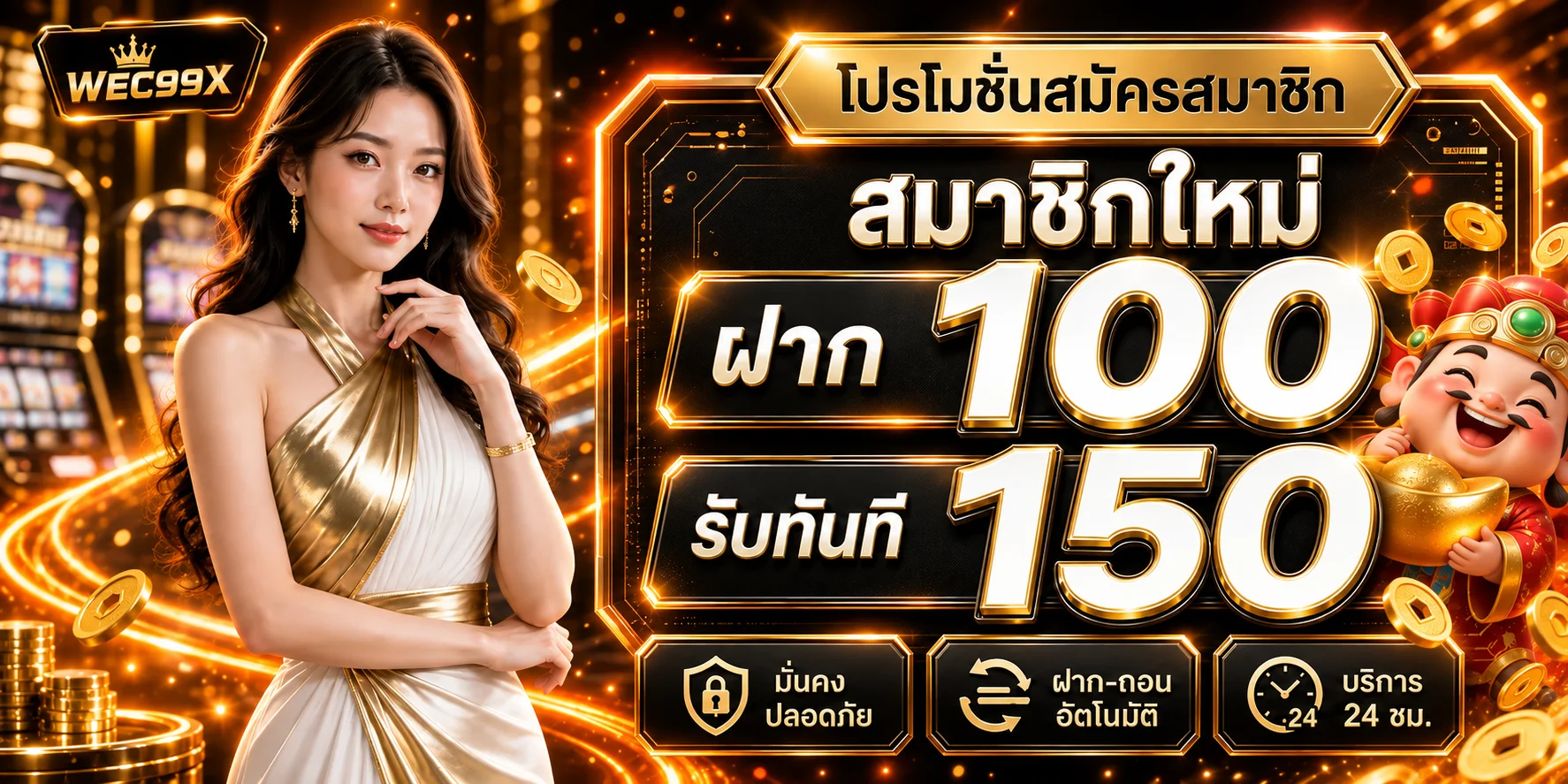แบนเนอร์โปรโมชั่นสมาชิกใหม่ WEC99X โทนส้มดำ
